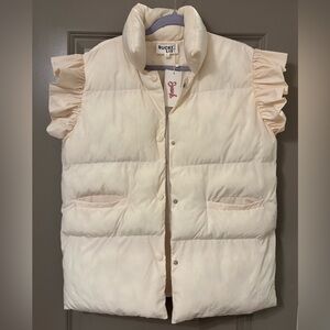 BUCKETLIST Cream Puffer Vest with Ruffle Sleeves